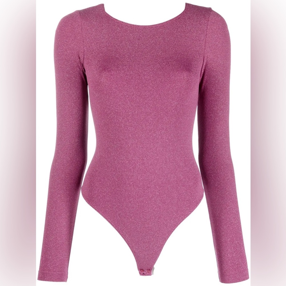 NWT Wolford Shiny String Body Bodysuit Mineral Red/Pink Size Large